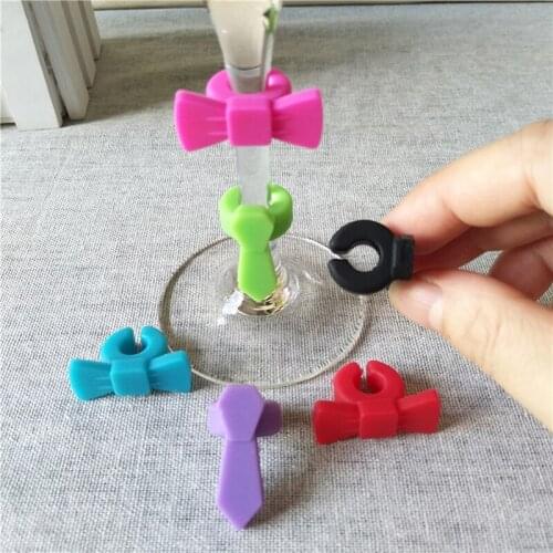 6PCS Silicone Marine Wine Glass Marker Creative Bowknot Design Drink Charms Label Mark Glass Identification Perfect for Parties