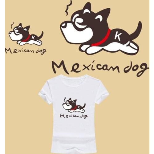 Catoon T shirt Heat Transfer Printing Mexicam Dog Pvc Patch for Clothes Iron on Transfer Patches for Clothing Girl 3d Stickers