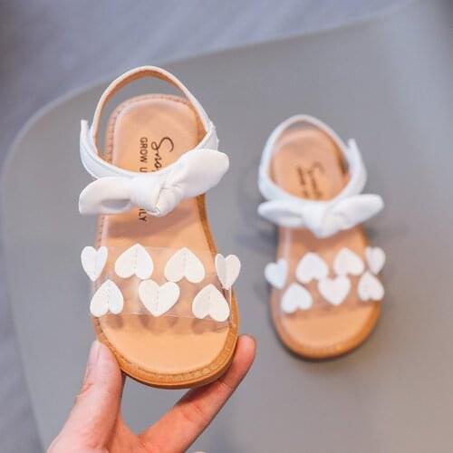 Childrens Cute Crystal Sandals Princess Dress Shoes For Little Baby Girls Korean Heart-shaped Open Toe Beach Sandals Shoes New