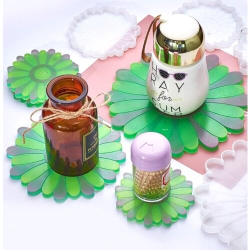 Daisy Flower Coaster Epoxy Resin Mold DIY Crafts Decorations Ornaments Casting Tools Cup Mat Pad Silicone Mould