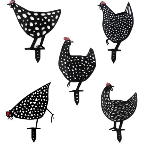 Yard Art Garden Chicken Statues, Standing Iron / Acrylic Decoy Outdoor Statue Patio Yard Lawn Porch Backyard Lawn Stakes