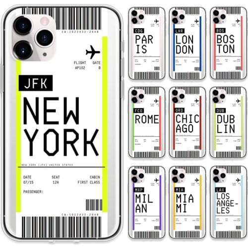 Hot Air Ticket Travel New York Los Angeles Phone Case for Iphone 7 8 11 12 Mini Pro X Xs Max Xr National Entry Permit Cover