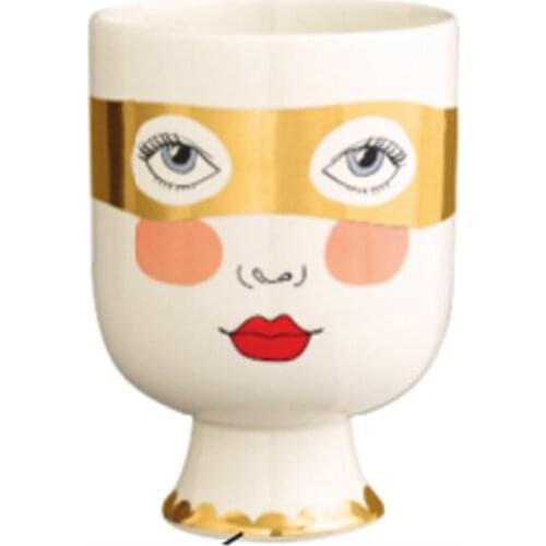 Pottery Vase Nordic Fashion Vase Beauty Face Cylindrical Jardiniere Flowers Floral Art Accessories Beautiful Desktop Vase