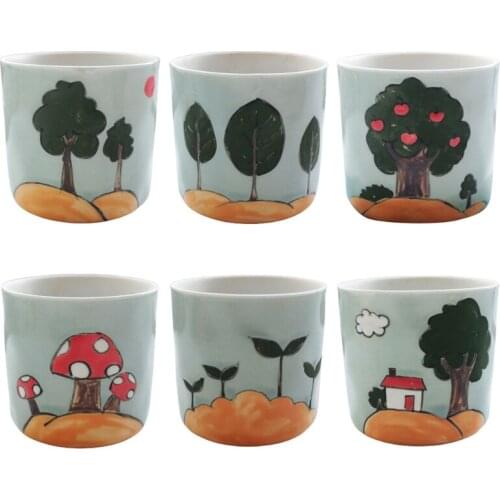 Ceramic Flowerpot Hand Painted Succulent Plant Pot Desktop Home Office DIY Decoration