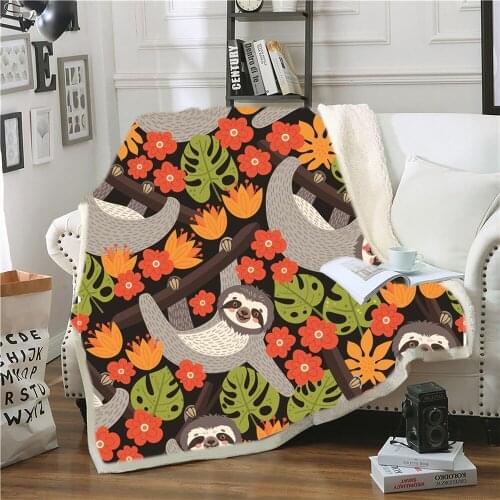 Koai Koala Print Blanket with Velvet Thickened Blanket Purple Soft Warm Nap Blanket for Childrens Bedroom Sofa