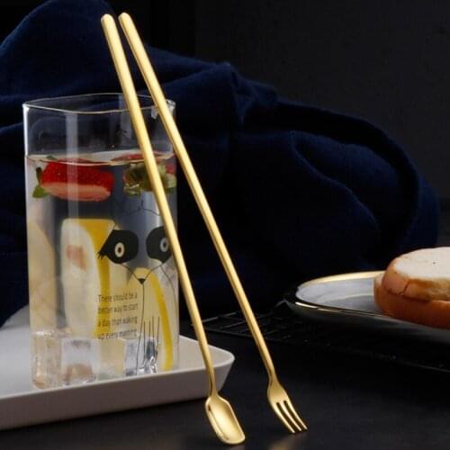 Retro Bar Coffee Spoon Square Head Spoons Gold Spoon Long Handle Square Head Spoon Home Kitchen Stainless Steel