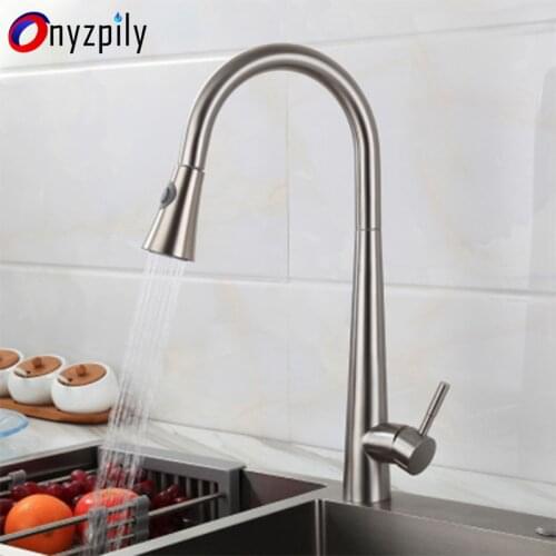 Kitchen stainless steel faucet can pull gravity ball to automatically retract 360 degrees rotating stainless steel faucet