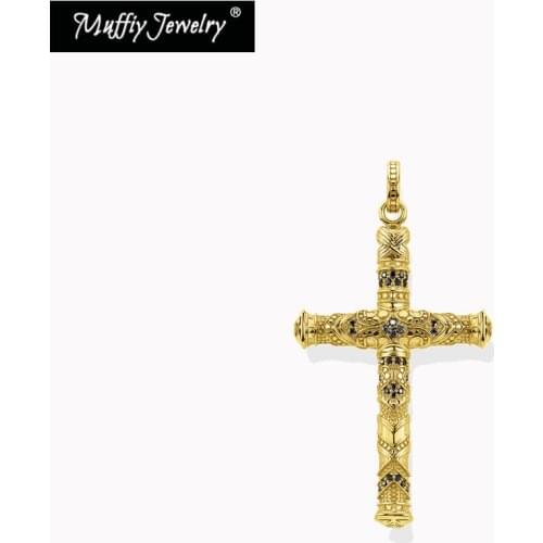 Pendant Golden Cross Elaborate Design 925 Sterling Silver Fit Necklace 2021 New Fine Jewelry Ethnic Bijoux Gift For Women & Men