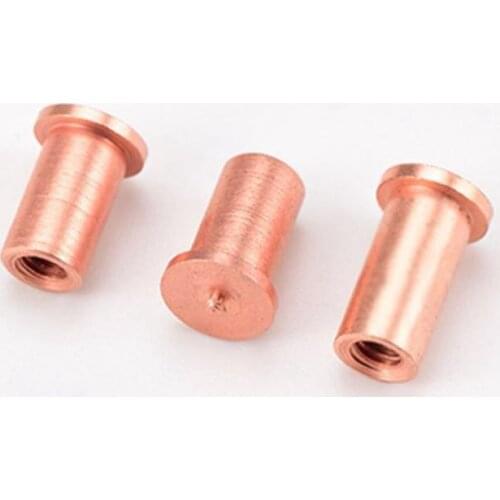 M3 M4 M5 Copper Plated Welding Screw Studs With Inner Thread 100pcs/lot