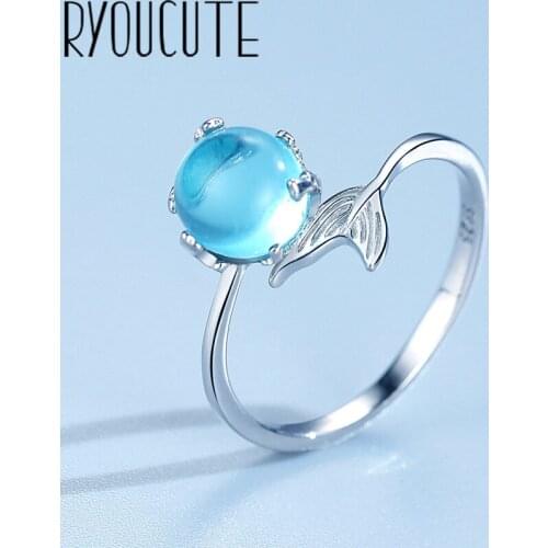 New Mermaid Tail Rings For Women Open Rings Brand Female Jewelry Valentines Day Gift