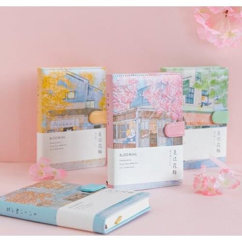 Creative Agenda Flower PU Cover Notebook kawaii Colored Diary Book For Students Cute Journal Notebook School Office Supplies