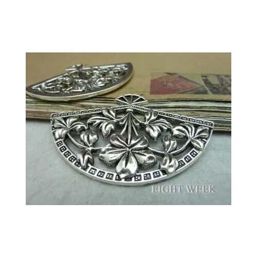 Zinc alloy pendant jewelry accessories diy handmade material charms ancient silver pattern without hole fan41*65mm