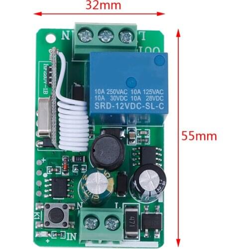 1PC AC 85V-220V 1-Channel Wireless Rf Remote Control Receiver Relay Switch 433mhz Switches