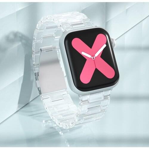 For apple watch strap se 40mm 44mm Clear Resin band for iwatch 6 5 4 3 38mm 42mm link Bracelet Replacement Wristband men women