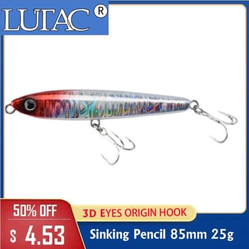 LUTAC Pencil Sinking Fishing Lure Weights 25g Pencil Lure Hard Bait Artificial Baits with Inner Laser Variable Sinking Lures