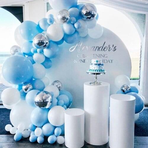 Blue Silver Macaron Metal Balloon Garland Arch Kit Event Party Foil Balons Wedding Baby Shower Supply Kids Birthday Party Decor