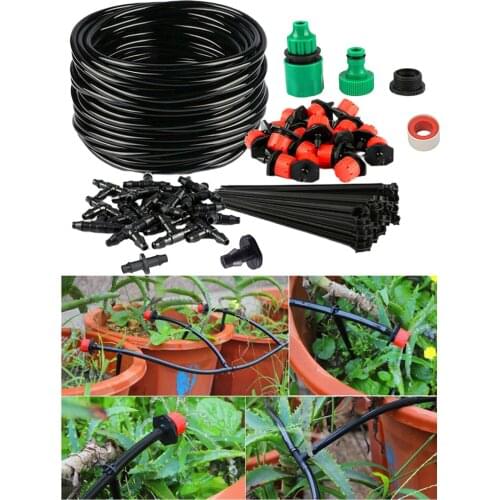 1Set Garden Irrigation System Plant Watering Hose Kit DIY Drip Irrigation System Adjustable Drippers Nozzles
