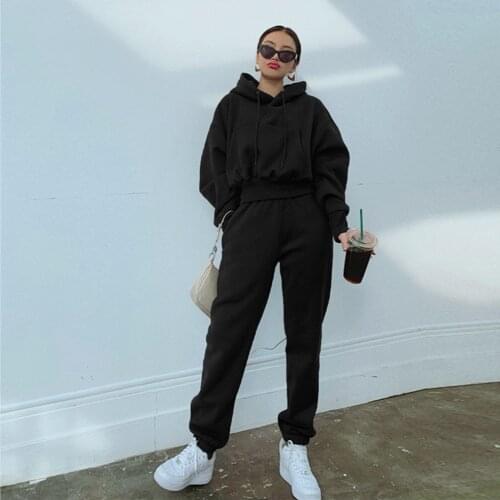 Womens Casual Jogger Tracksuit Solid Color Long Sleeved Hoodie Trousers Sweatershirt Sports Suit Fashion Female Sweatsuits #40