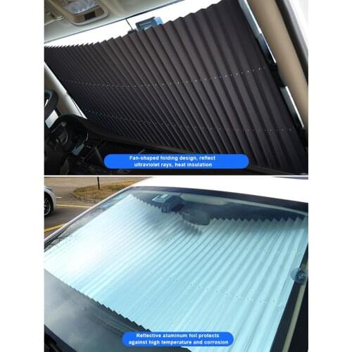 Car Windshield Sun Shade Retractable Sun Shade Telescopic Sun Shade UV Resistant Heat Reflector For Keep Your Vehicle Cool