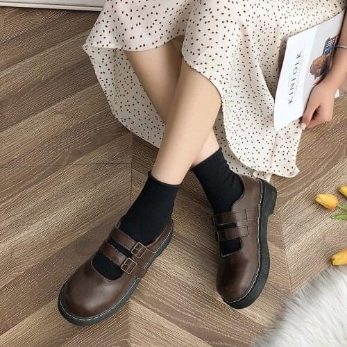 Mary Jane Lolita Shoes Buckle Strap Girls Cosplay Platform Heels Shoes Ladies Small Leather Shoes Women 2021 Chunky Heel Pumps