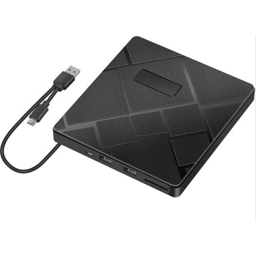 External CD Drive,USB 3.0 & Type C DVD Drive with SD / TF Card Reader CD DVD RW Burner Portable 2 USB Ports Drive