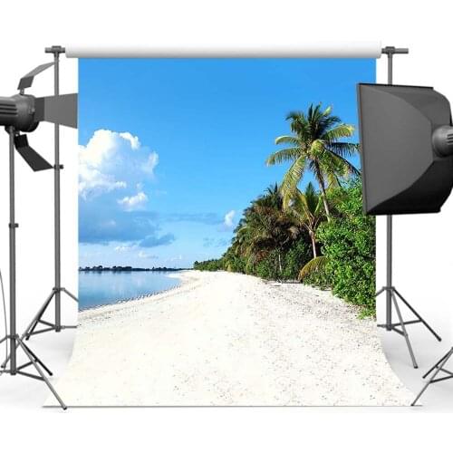 Mehofoto Cocount Plam Tree Summer Background Photography Blue Sky Sea Backdrop Photo Stduio CM-5494