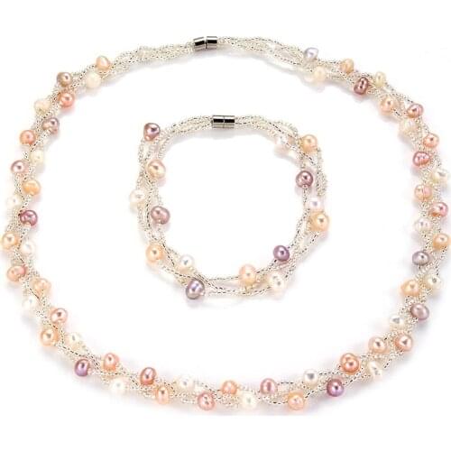 Pearl Jewelry Sets Necklace Bracelet Baroque Pearl Sets For Women Party Jewelry Wedding Jewlery Gift Handmade Jewelry