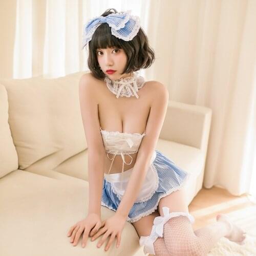 Women Sexy Cosplay Cotton Lolita Costume Maid Outfit Japanese Girls Clothing Lovely Lingerie Lace Role Play Student Uniform Suit