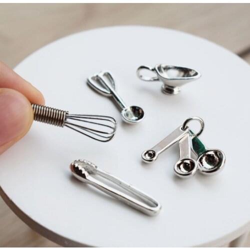 1/12 Miniature Dollhouse Kitchen Tool Set Mini Eggbeater Sauce Cup Scoop Play Kitchen Toys for Girl