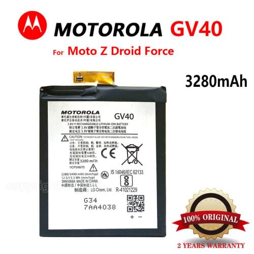 100% Original 3490mAh GV40 Battery For Motorola Moto Z Droid Force XT1650-02 High quality Battery With Tracking number