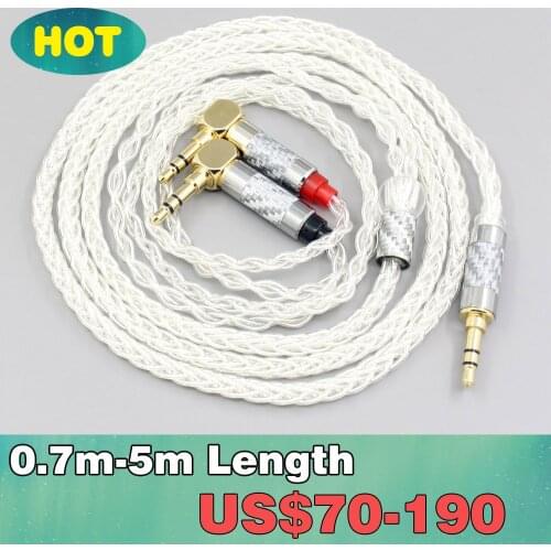 2.5mm 4.4mm 99% Pure Silver 8 Core Headphone Earphone Cable For Verum 1 One Headset L Shape 3.5mm Pin Headphone LN007683