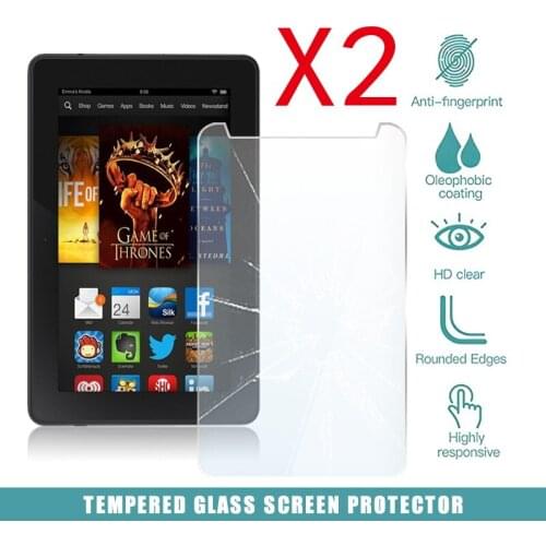 2Pcs Tablet Tempered Glass Screen Protector Cover for Amazon Fire Kindle Fire HDX 7" HD Eye Protection Explosion-Proof Screen