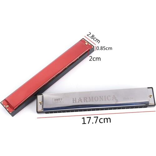 24 Hole Key Of C Play Harmonica Tremolo Harmonica Mouth Organ Double Row For Blues Jazz Rock Folk Musical Beginner Instrument