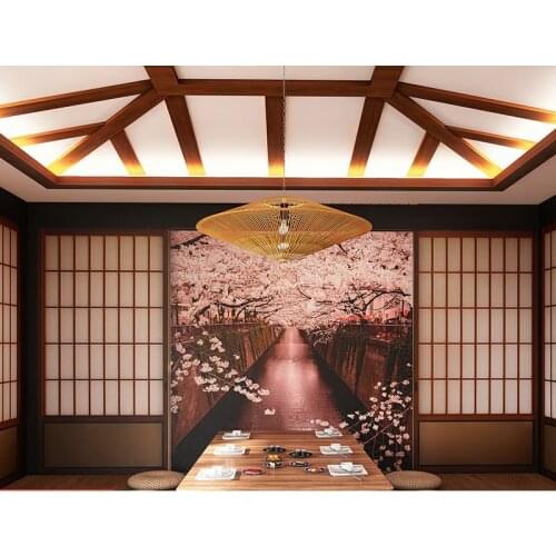 3D Wallpaper retro Japanese Sakura street view picture tatami photo studio Ju tavern Japanese sushi shop mural papel DE parede