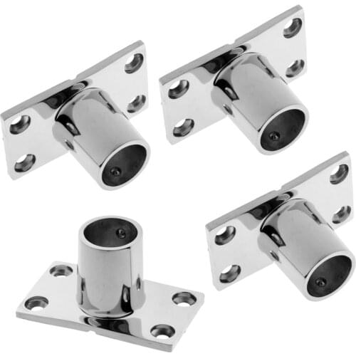 4x Stainless Boat Handrail Rectangular Base 90 Degree Rail Fitting 1" 25mm