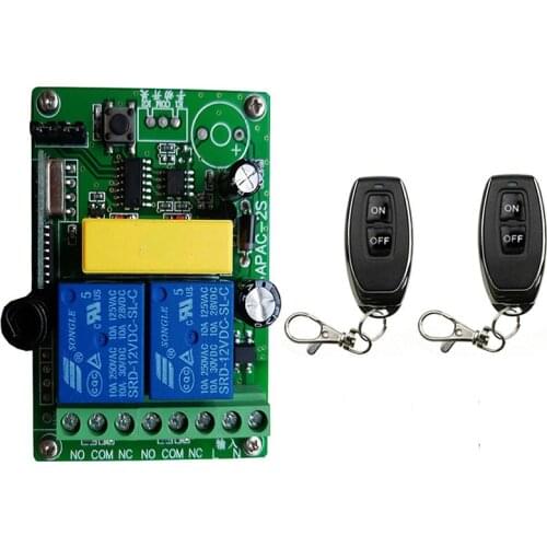 433MHz Universal Wireless Remote Control AC220V 2CH rf Relay Receiver and Transmitter for Universal Garage door and gate Control