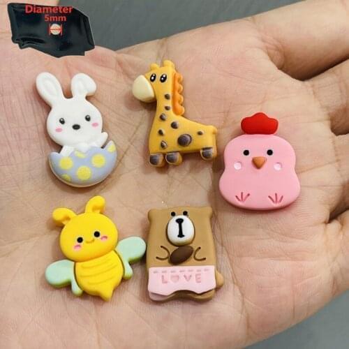 5PCS Resin Cute Cartoon Animals Fridge Magnetic Sticker Kawaii Chicken Bee Bear Bunny Eggshell Giraffe Refrigerator Magnet Boy
