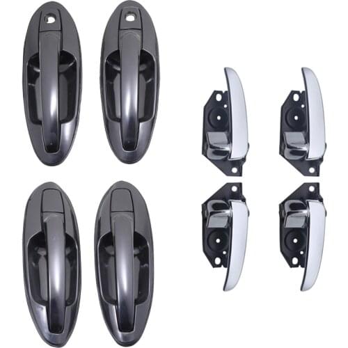 8PCS CHROME INTERIOR AND BLACK EXTERIOR DOOR HANDLE FOR HYUNDAI SONATA 2002-2005