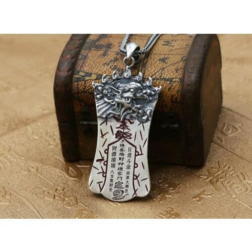 925 Sterling Silver trigram beast lucky men women amulet pendant Charm A4634
