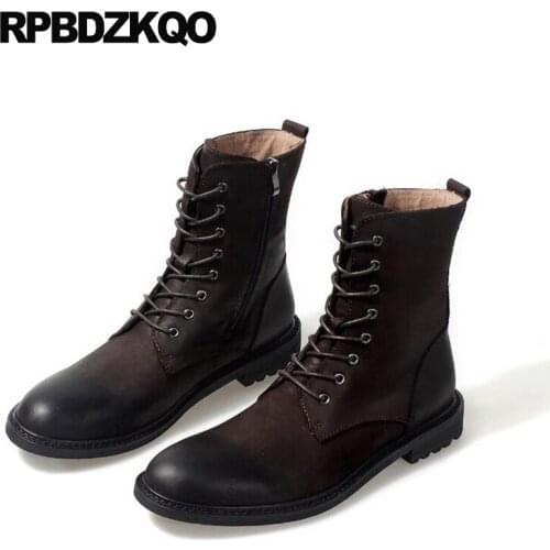 Army Safety Shoes Winter Full Grain Leather Durable Fall Fur Ankle Black Retro Combat Boots Fashion Military High Top 2017