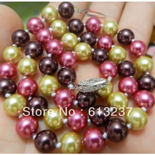 Free shipping diy 8mm multicolor shell simulated-pearl chains necklaces round beads rope elegant jewelry making 18inch MY2035