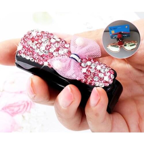 Diamond-studd Cartoon Butterfly Auto Sun Visor Glasses Fastener Clip Holder Ticket Card Universal Multi-Function Portable Clips