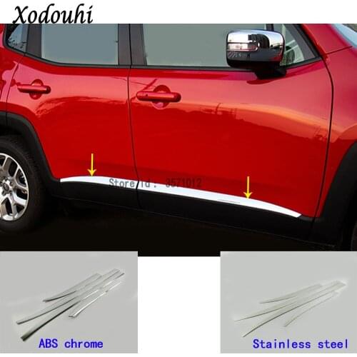 For Jeep Renegade 2016 2017 2018 2019 2020 Car Detector ABS Chrome/stainless Steel Side Door Body Trim Sticks Strip Molding