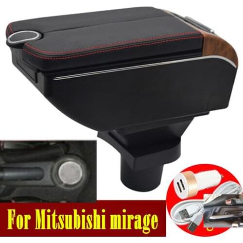 For Mitsubishi mirage Space Star armrest box Double doors open 7USB Centre Console Storage Box Arm Rest