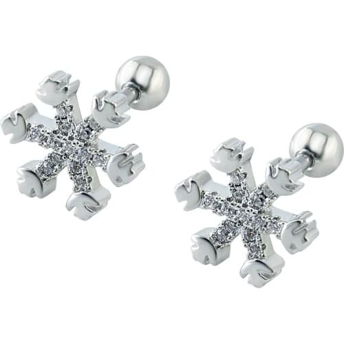 Crystal Ear Studs Snowflake Stud Earrings Elegant Girl Women Earrings Helix Piercing Jewelry Stainless Steel Women Jewelry
