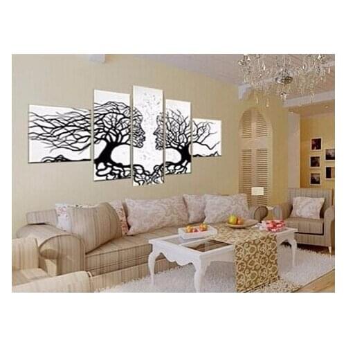 Handmade oil painting on canvas tree kiss black and white pictures abstract tree painting large canvas wall art home decors