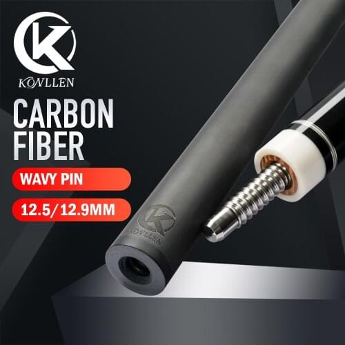 KONLLEN Carbon Shaft Pool Cue Carbon Fiber Single Shaft12.5/12.9mm Hell Fire Tip 3/8*9 Wavy Pin Joint Technology Cue Stick Kit