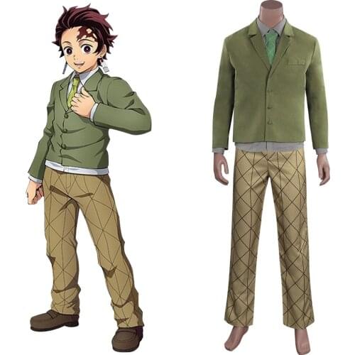 Demon Slayer Kimetsu no Yaiba Kamado Tanjirou Cosplay Costume School Uniform Outfits Halloween Carnival Suit