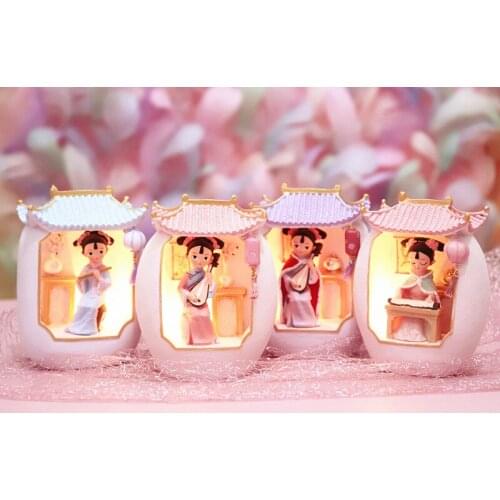 Creative Chinese Style Led Light Resin Crafts Doll Ornaments Night Light Holiday Gifts For Home Decoration