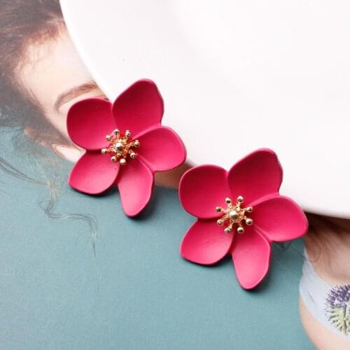 Fashion exquisite flower earrings versatile temperament multi-color earring trendy simple charm womens accessories